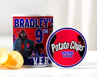 Spider Birthday Potato chips Sticker: Spiderman Can Decal (Digital Download) – SPD02
