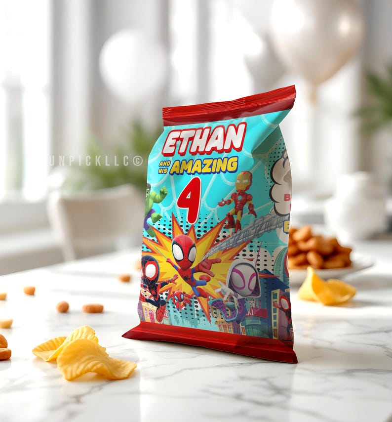 a close up of a bag of chips on a table