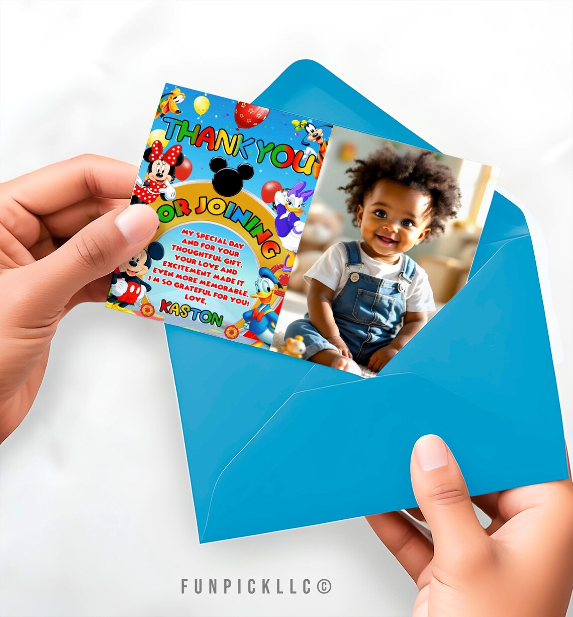 Mickey Mouse Birthday Thank You Card: Editable Template (digital ...