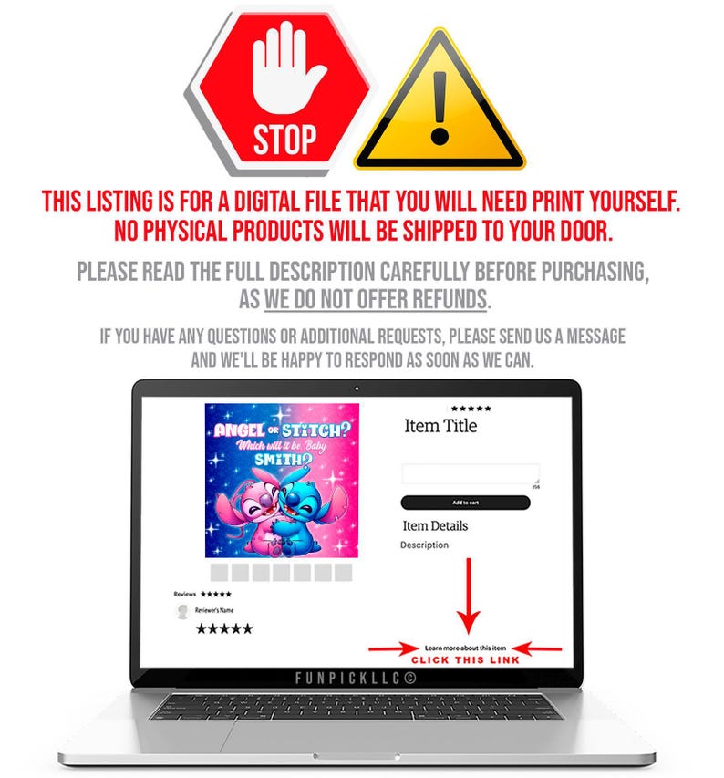 Stitch Gender Reveal Banner: Editable Stitch and Angel Theme Wall Art (Digital Download) – STA01 image 2