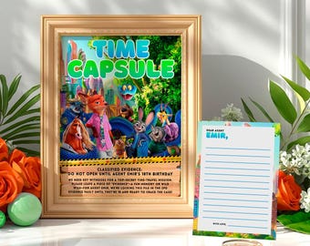 Zootopia Time Capsule: First Birthday Memory Sign Message Card, (Digital Download) – ZO02