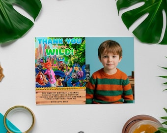 Zootopia Thank You Card: Photo Insert Birthday Appreciation Note, (Digital Download) – ZO02