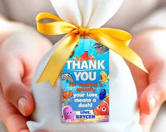 Finding Nemo Birthday Favor Tags: Under the Sea Party, DIY Editable (Digital Download)- FIN01