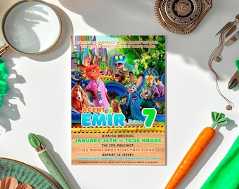 Zootopia Birthday Invitation: Judy Hopps Nick Wilde Party Invite, (Digital Download) - ZO02