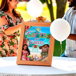 a man and woman standing next to a picture frame