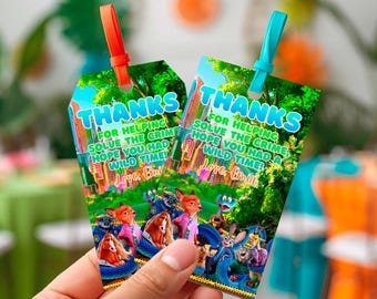 Zootopia Thank You Tags: Gift Favor Label Rectangle Square, (Digital Download) – ZO02
