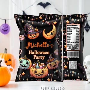 Pumpkins Birthday Chips Bag Wrap: Halloween Bag Template (Digital Download) – HAL01