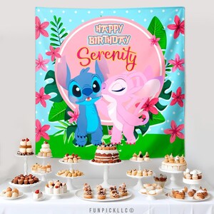 Stitch and Angel Birthday Banner: Editable Stitch Wall Art (Digital Download) – STA04 image 3