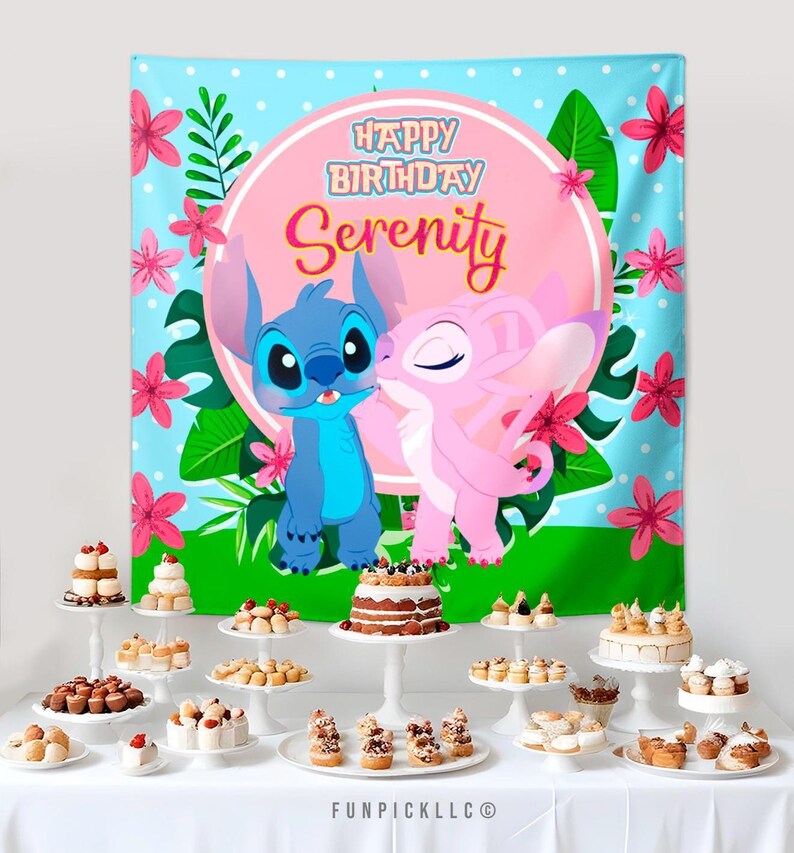 Stitch and Angel Birthday Banner: Editable Stitch Wall Art (Digital Download) – STA04 image 3