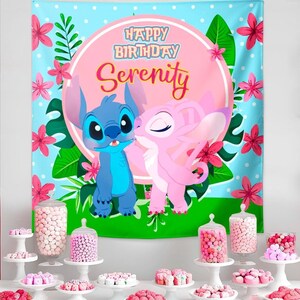 Stitch and Angel Birthday Banner: Editable Stitch Wall Art (Digital Download) – STA04 image 5