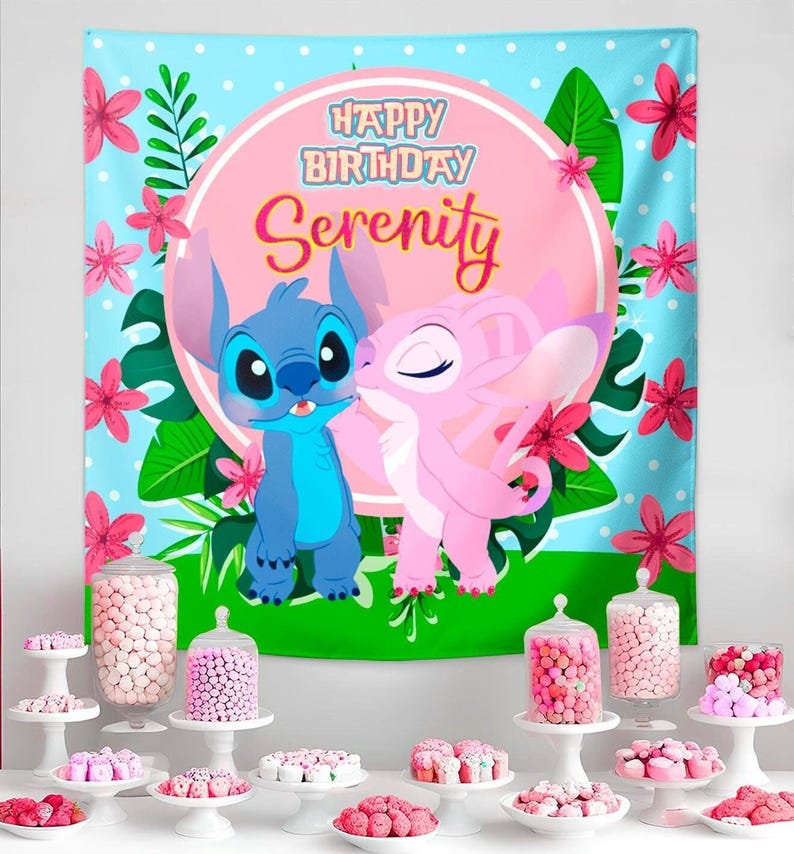 Stitch and Angel Birthday Banner: Editable Stitch Wall Art (Digital Download) – STA04 image 5