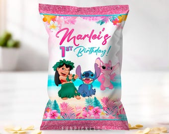 Lilo and Stitch Chip Bag Template: DIY Birthday Party Favor (Digital Download) - LYS01