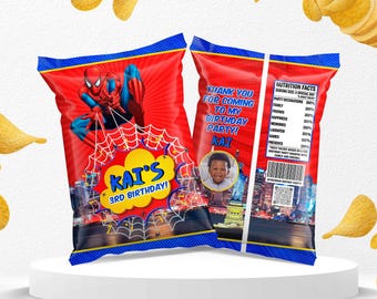 Spider Chips Bag Wrap: Spiderman Bag Template (Digital Download) – SPD04