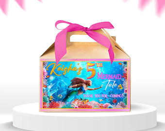 Ariel Birthday Box Label: Little Mermaid Bag Sticker (Digital Download) – LMM01