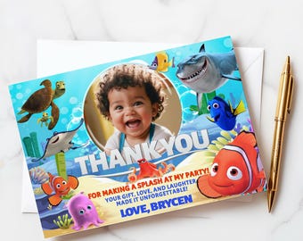 Finding Nemo Thank You Card: Editable Ocean Birthday Note (Digital Download)- FIN01