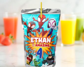 Spiderman Birthday Juice Sticker: Spidey Decal (Digital Download) – SPD03