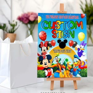 a picture of a mickey mouse poster on a easel