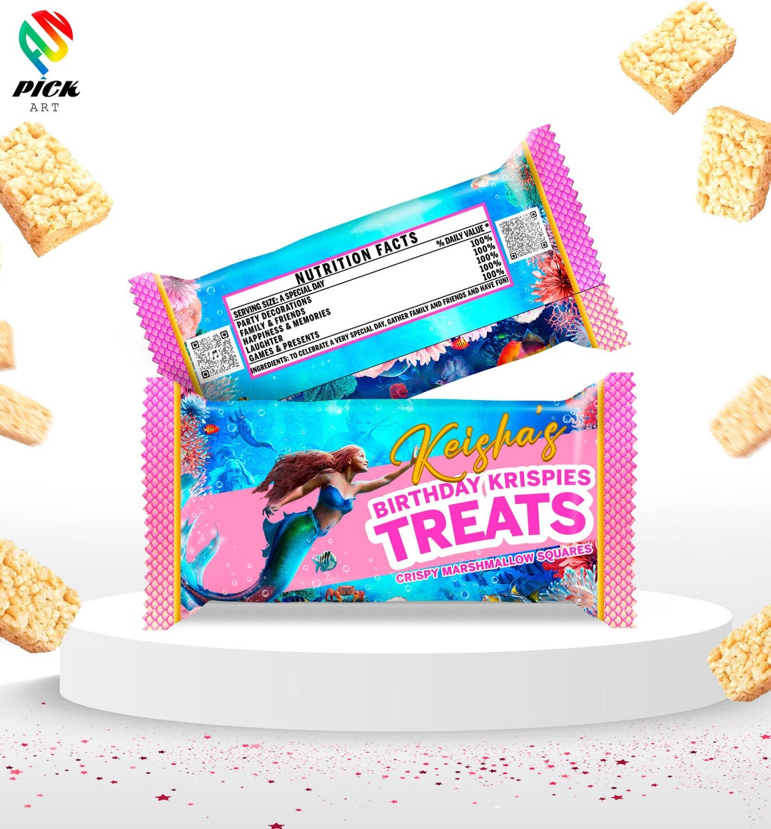 Ariel Birthday Rice Krispies Wrap: Little Mermaid Bag Template (digital ...
