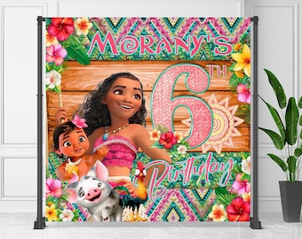 Striscione di compleanno di Moana: decorazione murale Maui modificabile (download digitale) – MOA02