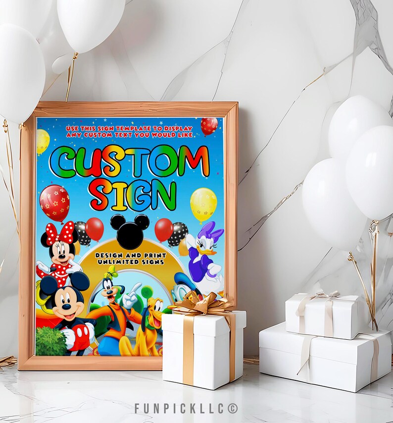 a picture of a mickey mouse poster on a table
