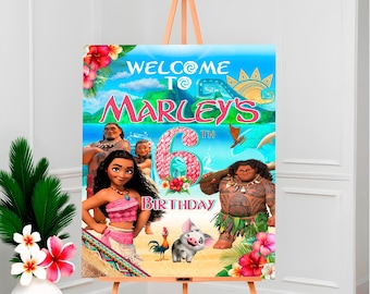 Moana Birthday Welcome Poster: Maui Canva for DIY (Digital Download) – MOA01