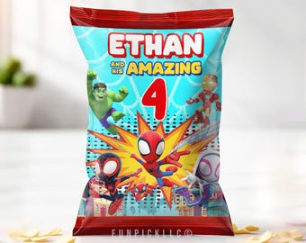 Spiderman Birthday Chips Bag Wrap: Spidey Bag Template (Digital Download) – SPD03