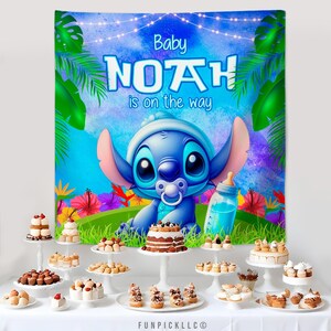 Baby Stitch Banner: Custom Blue & Green Shower Decor (Digital File) - STI05 image 3