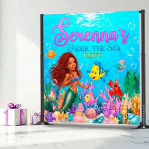 The Little Mermaid Banner: Under the Sea Birthday Backdrop, Digital Download - ARI02 image 7
