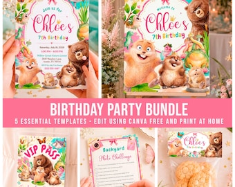 Hoppers Party Bundle: 5 Essential Wild Adventure Templates, Editable Digital Download - HOP01