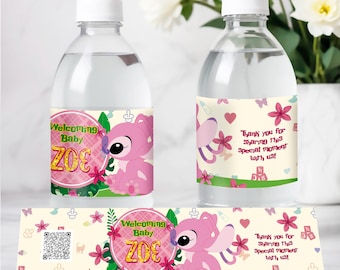 Angel Baby Shower Water Bottle Sticker: Stitch Decal Party Favors (Digital Download) – ANG02