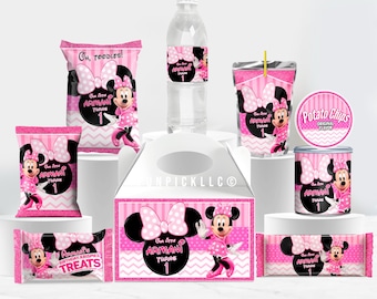 Minnie Mouse Birthday Bundle: Pink and Black Theme (Editable Digital Kit) - MYM09