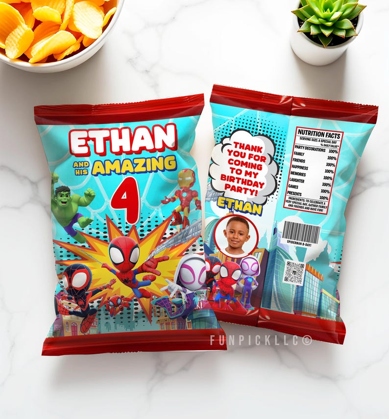 a couple of bags of snacks sitting on top of a table