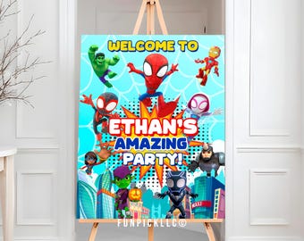 Spiderman Birthday Welcome Poster: Spidey Canva (Digital Download) – SPD03