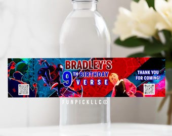 Spider Birthday Water Bottle Sticker: Spiderman Decal (Digital Download) – SPD02