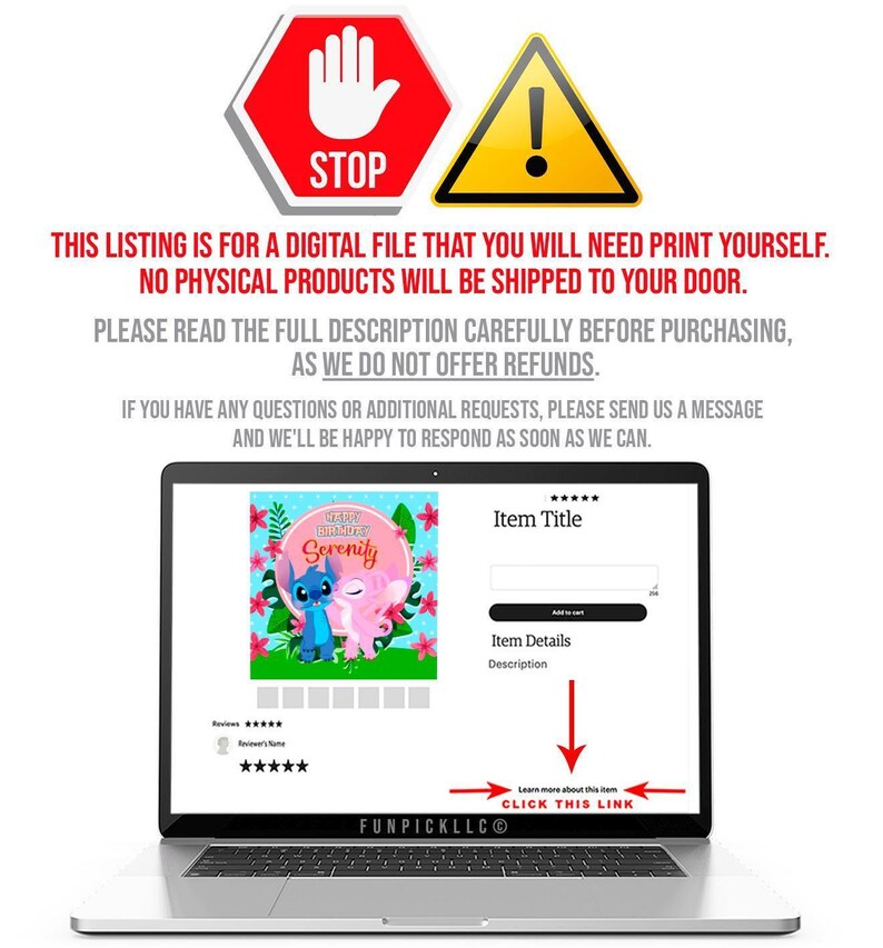 Stitch and Angel Birthday Banner: Editable Stitch Wall Art (Digital Download) – STA04 image 2