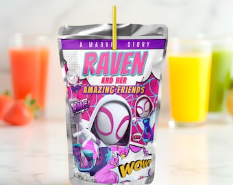 Spider Gwen Birthday Juice Sticker: Spidey Decal for DIY (Digital Download) – SPD09