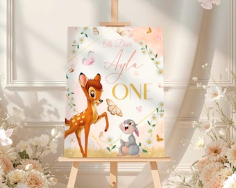 Cartel de Bienvenida de Bambi: Letrero editable de Animales del bosque (Archivo en Canva) - BMB01