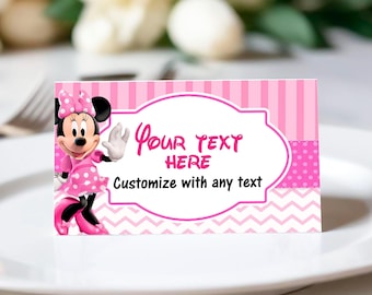 Minnie Mouse Birthday Food Cards: Pink and Black Buffet (Editable) - MYM09