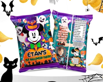 Mickey Birthday Chips Bag Wrap: Halloween Bag Template (Digital Download) – MYM04