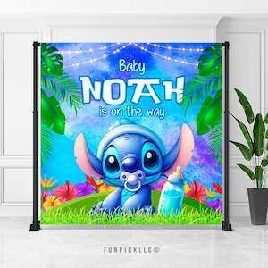 Baby Stitch Banner: Custom Blue & Green Shower Decor (Digital File) - STI05 image 1