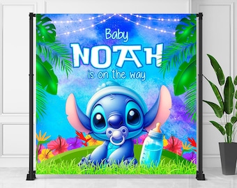 Baby Stitch Banner: Custom Blue & Green Shower Decor (Digital File) - STI05