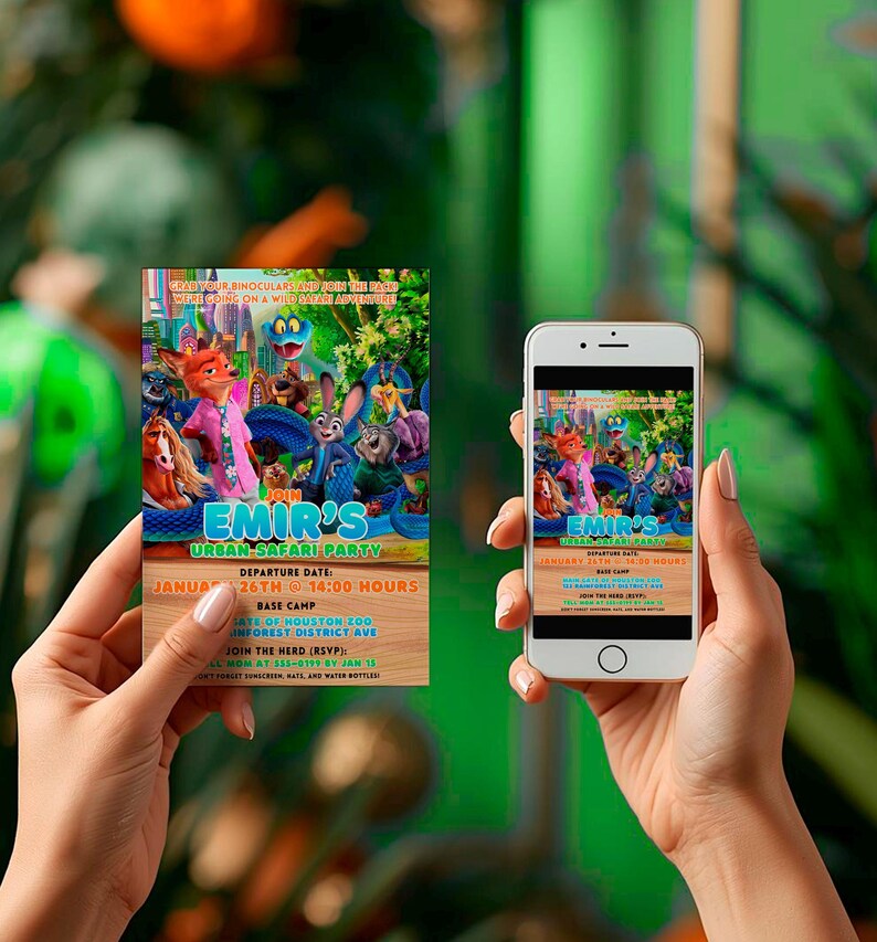 Zootopia Zoo Party Invitation: Zootropolis Card template (Digital Download) – ZO02 Bild 4