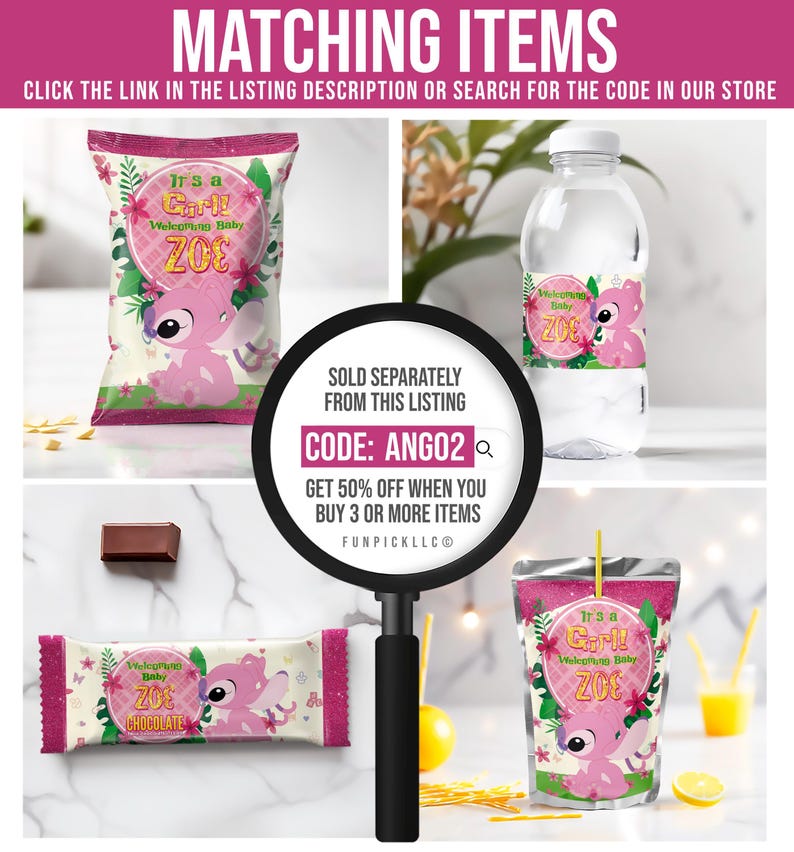 a pink package with a picture of a pink bag and a pink bag with a