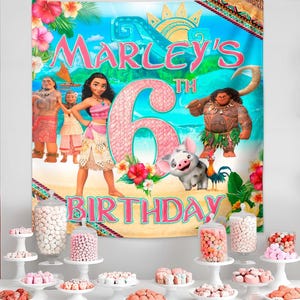 Banner de cumpleaños de Moana: Arte mural editable de Maui (descarga digital) – MOA01 imagen 3