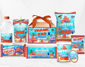 Finding Nemo Birthday Party Kit: Editable Favor Wrappers (Digital Download)- FIN01
