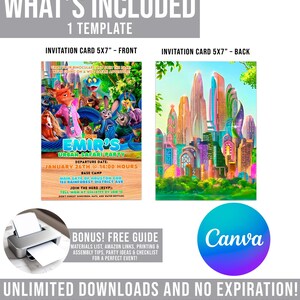 Zootopia Zoo Party Invitation: Zootropolis Card template (Digital Download) – ZO02 Bild 5