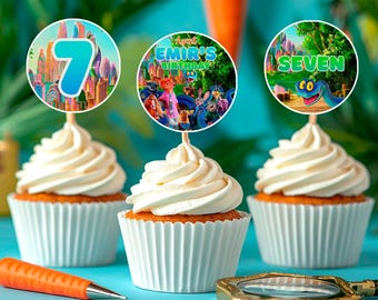 Zootopia Cupcake Toppers: Nick Wilde, Judy Hopps Cake Decor, (Digital Download) – ZO02