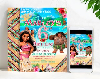 Invitación de cumpleaños de Moana: Tarjeta de Maui para hacer tú mismo (descarga digital) – MOA01