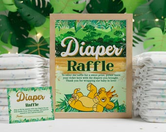Lion King Baby Shower Diaper Raffle Sign: Safari Raffle card (Digital Download) – BLK01