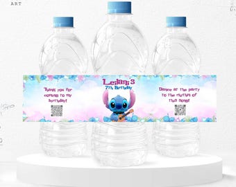 Lilo and Stitch Water Bottle Label: DIY Party Favor (Digital File) - STI01